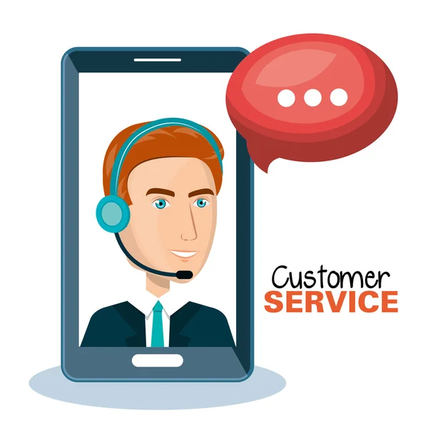 Pracovník služeb pro zákazníky pracující online — Stockový vektor