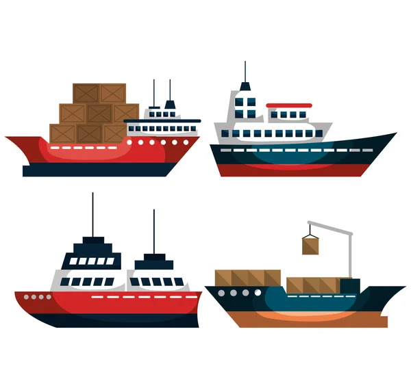 Deniz taşıma gemileri kümesi — Stok Vektör