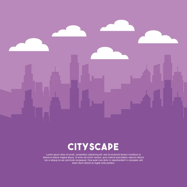 Paysage urbain bâtiments skyline icône — Image vectorielle