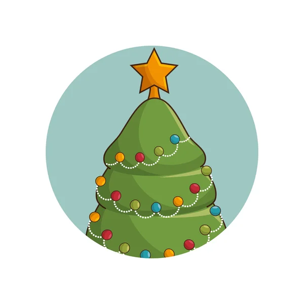 Vánoční strom styl kawaii znaků — Stockový vektor