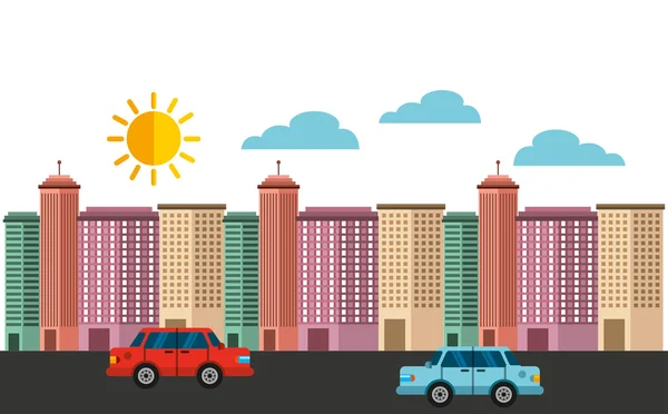 Edificios de paisaje urbano horizonte fondo — Vector de stock