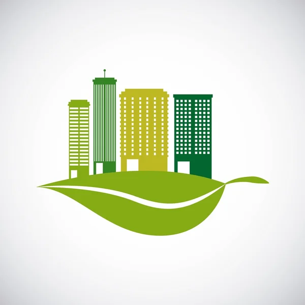 Ciudad ecología verde paisaje urbano — Vector de stock
