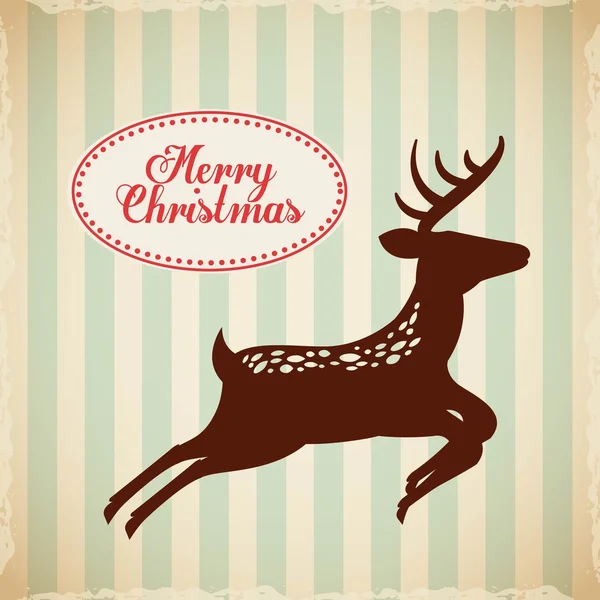 Feliz Navidad tarjeta de decoración de renos — Vector de stock