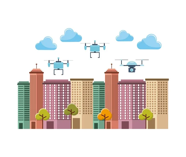 Panorama stavby s dronů — Stockový vektor
