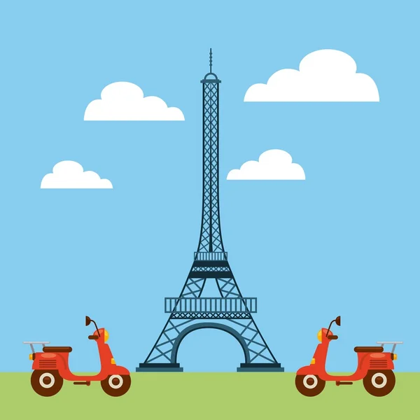 Tower eiffel french culture — Stock Vector