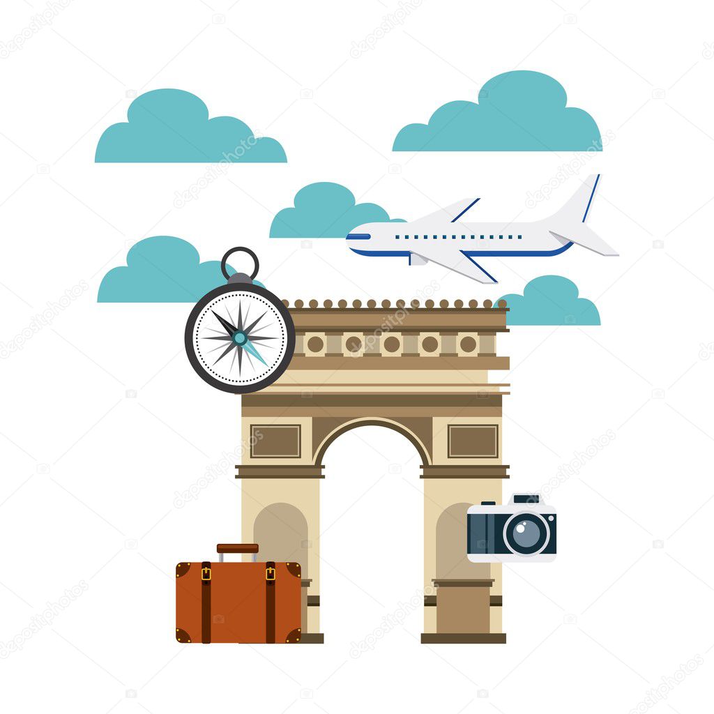 Arch of Triumph travel icons