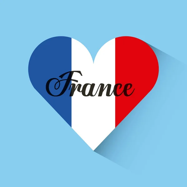 Amor francia corazón viaje — Vector de stock