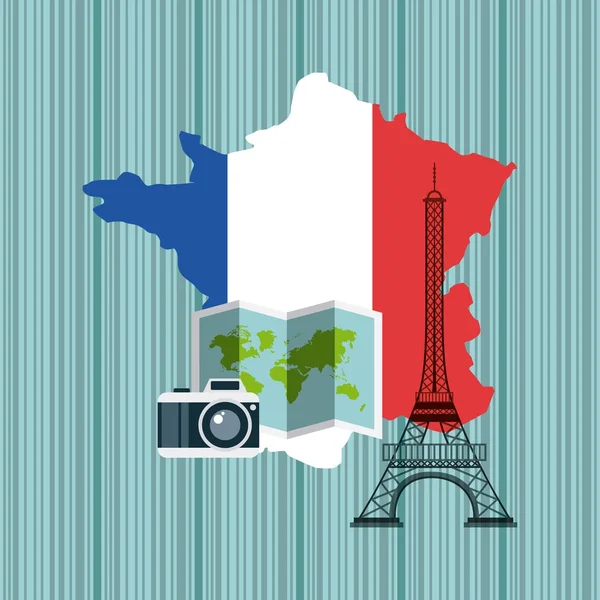 Francja Mapa Geografia ikona — Wektor stockowy
