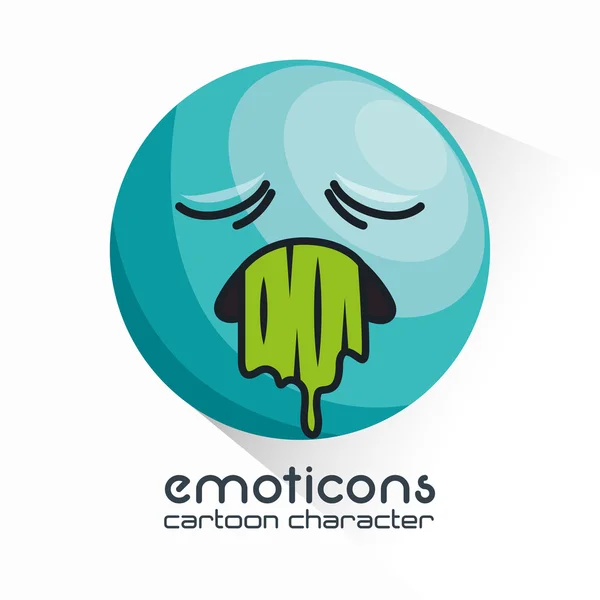 Emoticon vomiting sad design — Stock Vector