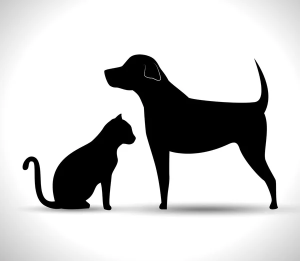 Silhouette chien et chat animal de compagnie icône — Image vectorielle