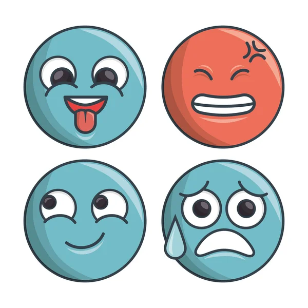 Coleção conjunto emoticons expressão diferente — Vetor de Stock