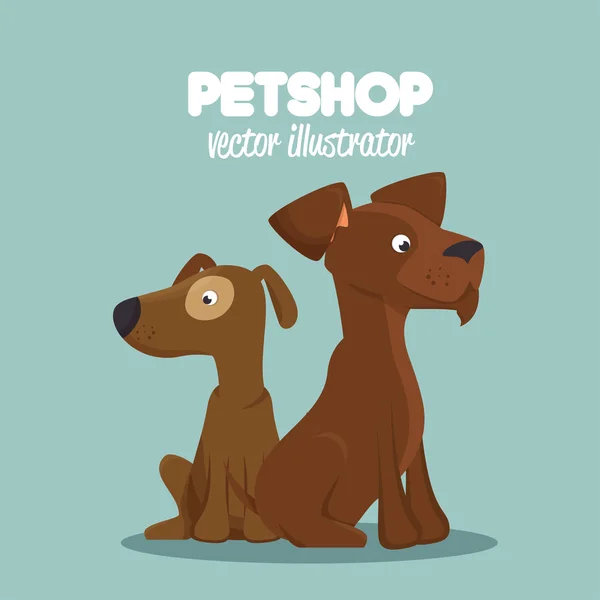 Roztomilé psy pet shop klinika veterinární design — Stockový vektor