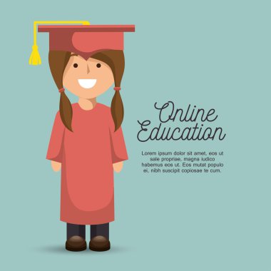 neşeli kız öğrenci mezuniyet eğitim online