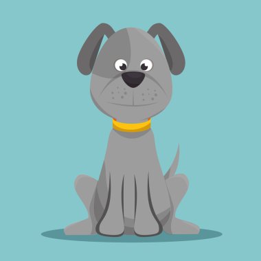 character doggy gray sitting design clipart