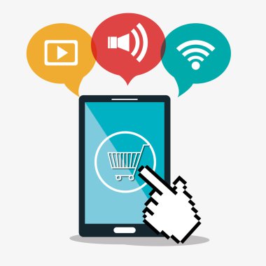 Smartphone cyber Pazartesi alışveriş sepeti ticaret