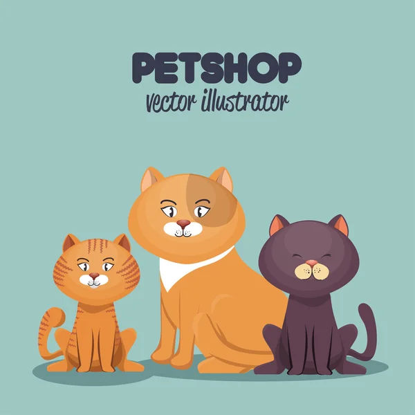 Djuraffär katter och hund vård maskot — Stock vektor
