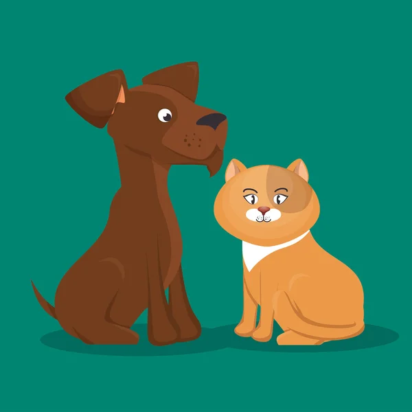 Cartoon huisdieren pictogram hond kat — Stockvector