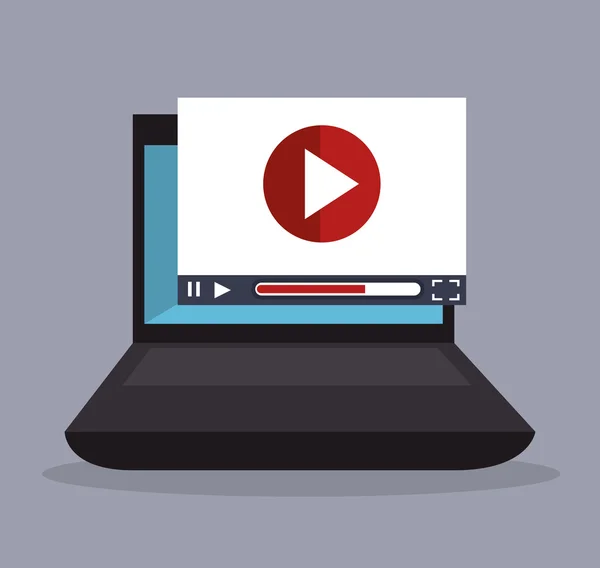 Vídeo player laptop educação design online —  Vetores de Stock