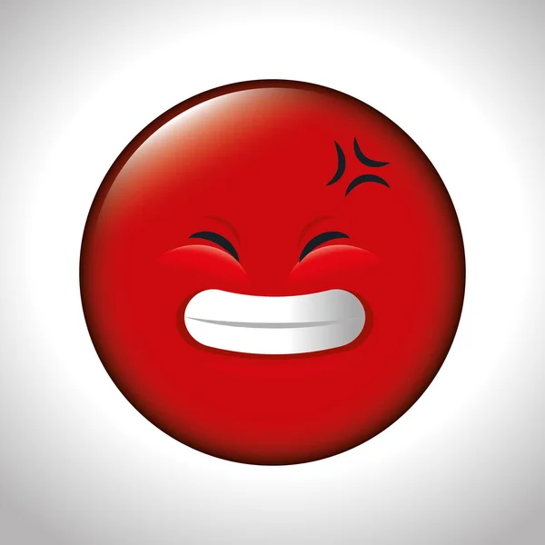 Emoticon vermelho sorriso olhos fechados — Vetor de Stock