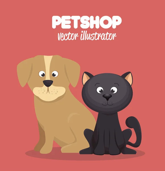 Veterinária pet shop gato e cão gráfico — Vetor de Stock