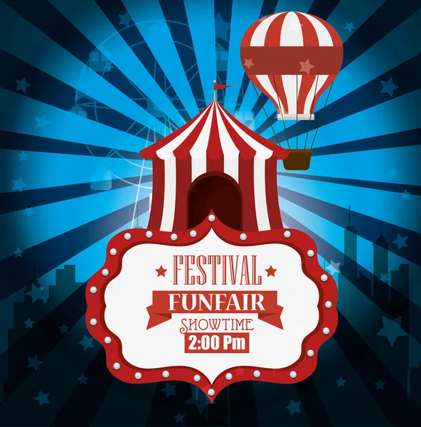 Плакат фестиваль смішний намет повітряна куля світлий фон — стоковий вектор