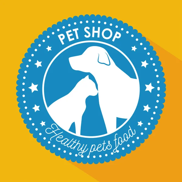 Dierenwinkel gezonde voeding blauwe sticker met ster — Stockvector