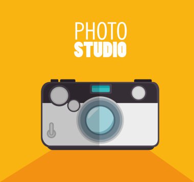 fotoğraf stüdyo fotoğraf makinesi ile gölge ve sarı arka plan tasarım grafik