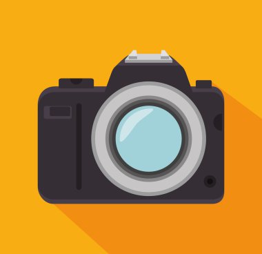 phtographic kamera objektif sarı arka plan gölge tasarım grafik