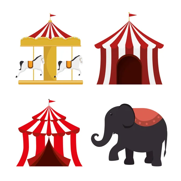 Set circus elementen festival entertainment — Stockvector