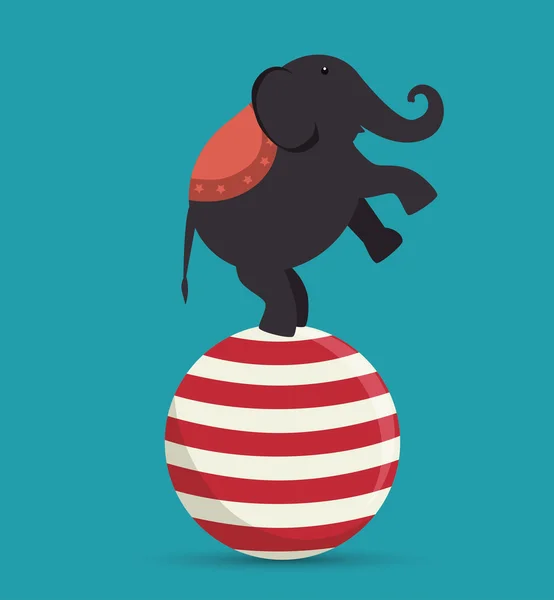 Elefante acrobata sfera festival luna park — Vettoriale Stock