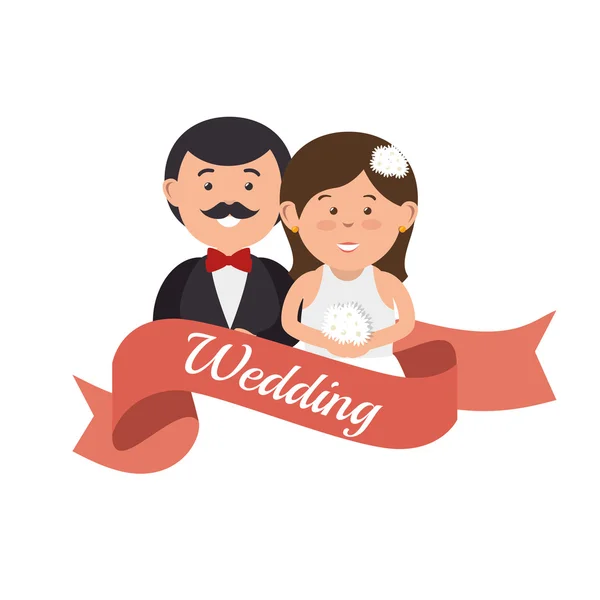 Lindo pareja boda tarjeta diseño gráfico — Vector de stock