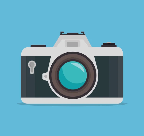 Photocamera blue background design graphic — Stock Vector
