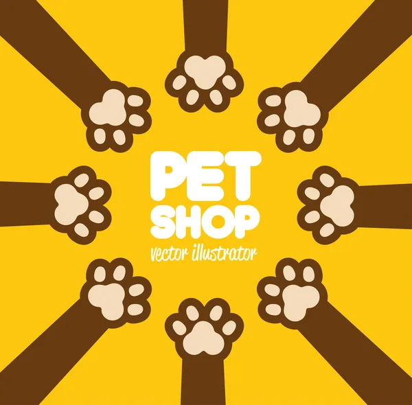 Pet paw shop vet clinic food — Stock Vector