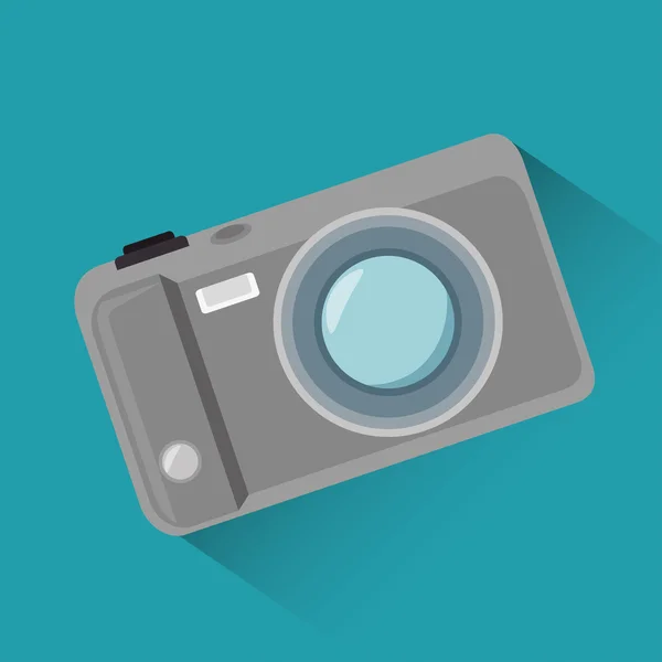 Desenho animado foto câmera azul fundo design gráfico — Vetor de Stock