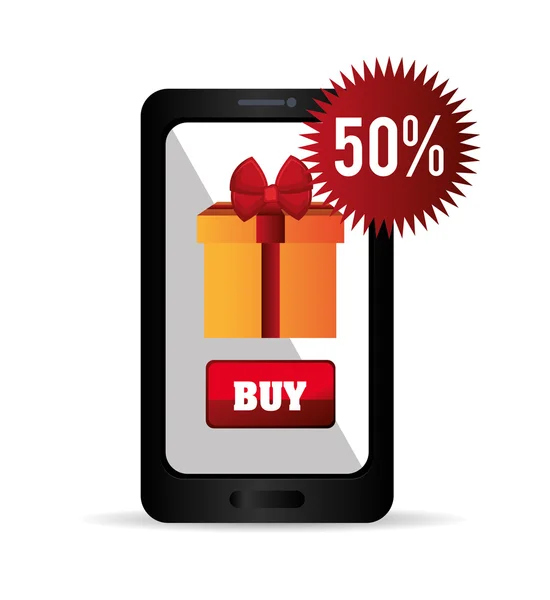 Smartphone cyber monday buy gift discount — Stock Vector