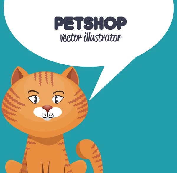 Kitty met pictogram zeepbel spraak dierenwinkel — Stockvector