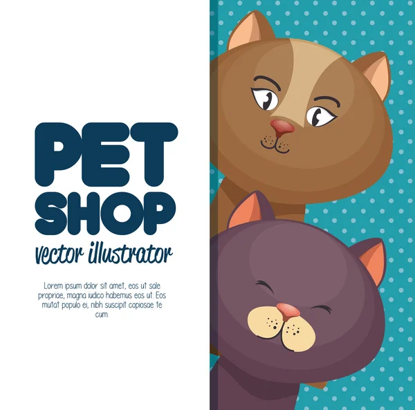 Pet shop character cat banner — Stock Vector