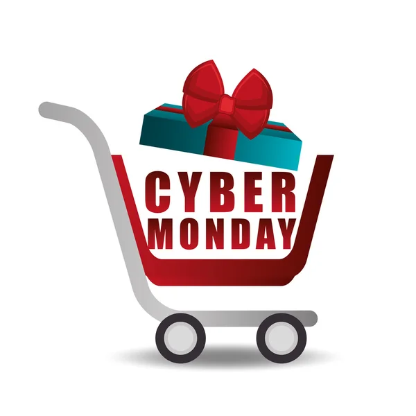 Carrito de compras regalo cyber lunes — Vector de stock