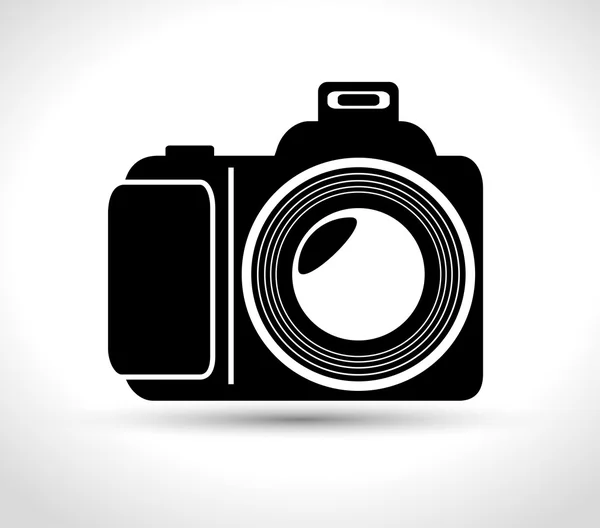 Cámara fotográfica profesional con diseño gráfico de fondo blanco flash — Vector de stock