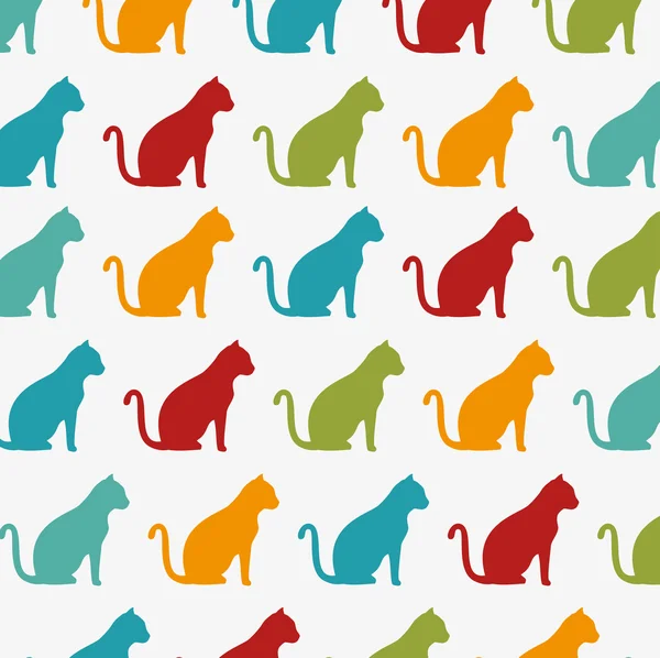 Gatos engraçados papel de parede cor design gráfico —  Vetores de Stock