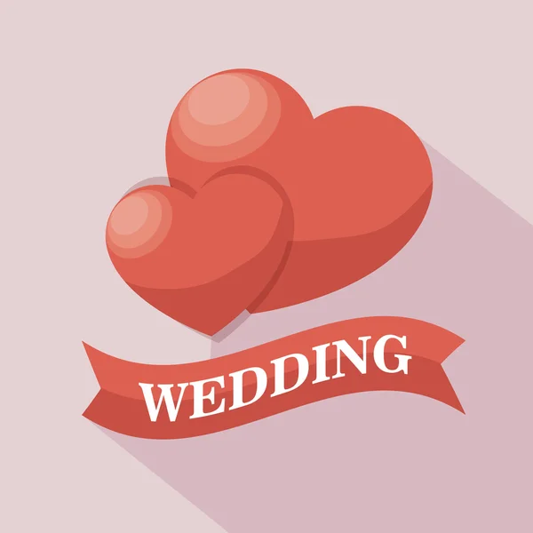 Signo de boda de dos corazones con diseño de sombra gráfico — Vector de stock