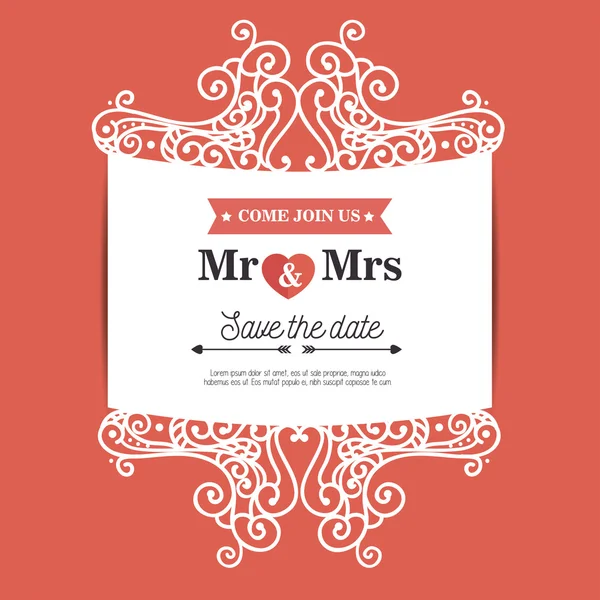 Invitation de mariage vintage fond orange — Image vectorielle