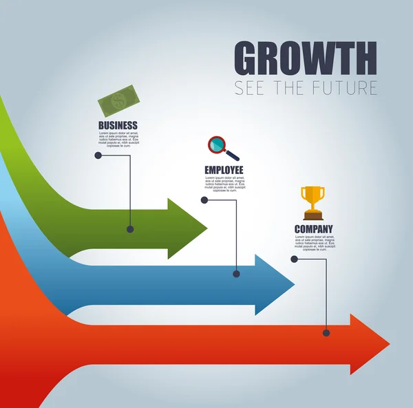 Nyíl infographic növekedés látják a jövőt — Stock Vector