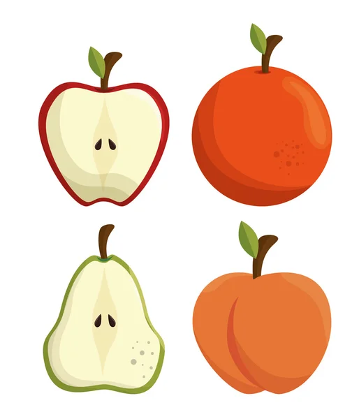 Fresh apple and orange sliced — Stock Vector