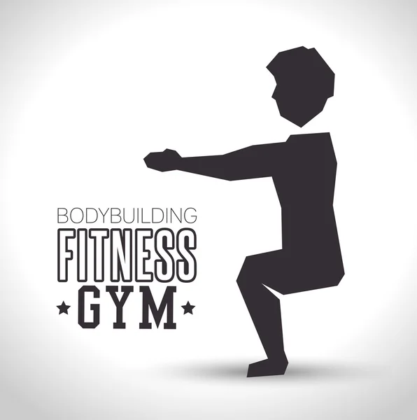 Silhouette man exercise squats bodybuilding fitness gym icon design — Stock Vector