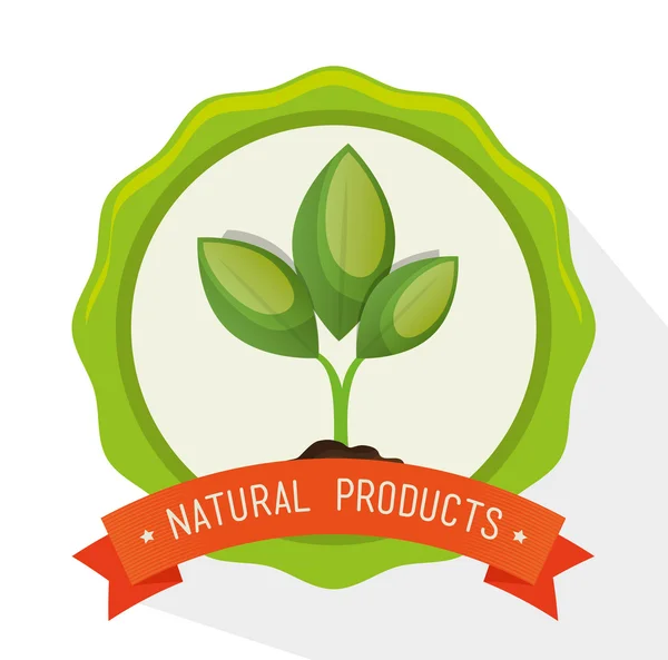 Símbolo produto natural rótulo vegetal — Vetor de Stock