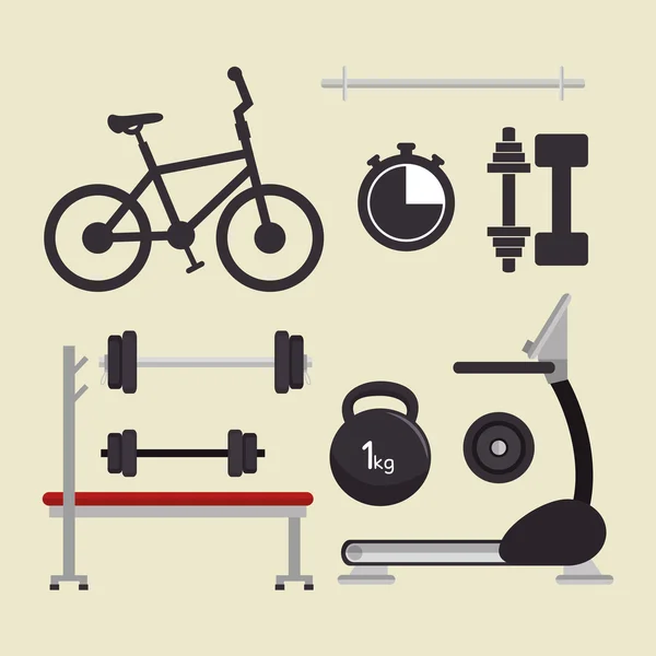 Sport equipment gym training — Stock Vector