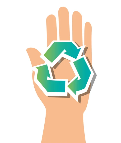 Recycle symbool en handje — Stockvector