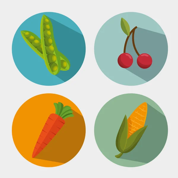 การออกแบบผักและผลไม้เพื่อสุขภาพ — ภาพเวกเตอร์สต็อก