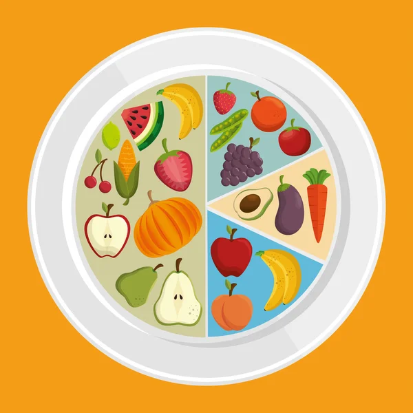 Définir des produits alimentaires sains — Image vectorielle